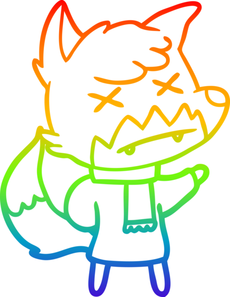 Gökkuşağı gradyan çizgi çizimi Bir insan tarafından çizilmiş ölü tilki