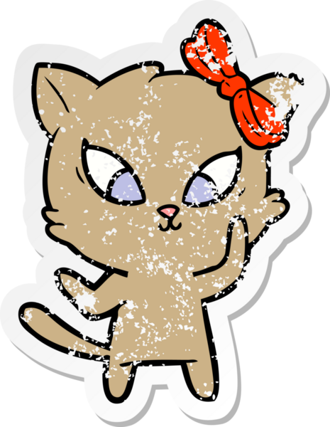 Bir insan tarafından çizilmiş karikatür bir kedinin sıkıntılı çıkartması.