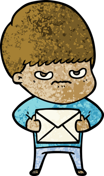 Bir insan tarafından çizilmiş kızgın çizgi film çocuğu.