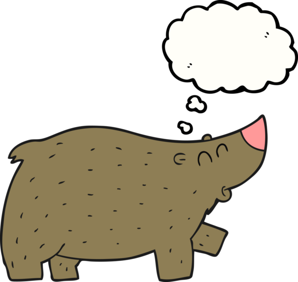 Bir insan tarafından çizilmiş serbest çizim balon karikatür ayısı.