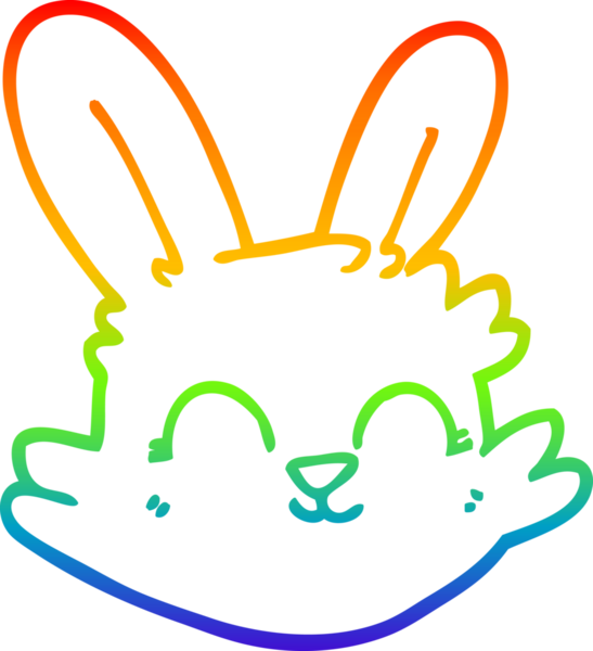 Gökkuşağı gradyan çizgi çizimi Bir insan tarafından çizilmiş mutlu tavşan