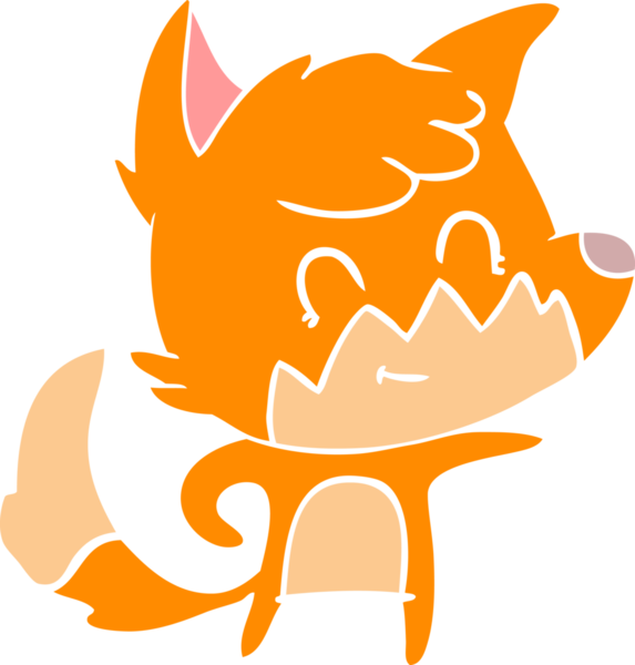 Bir insan tarafından çizilmiş düz renkli çizgi film dost tilkisi.