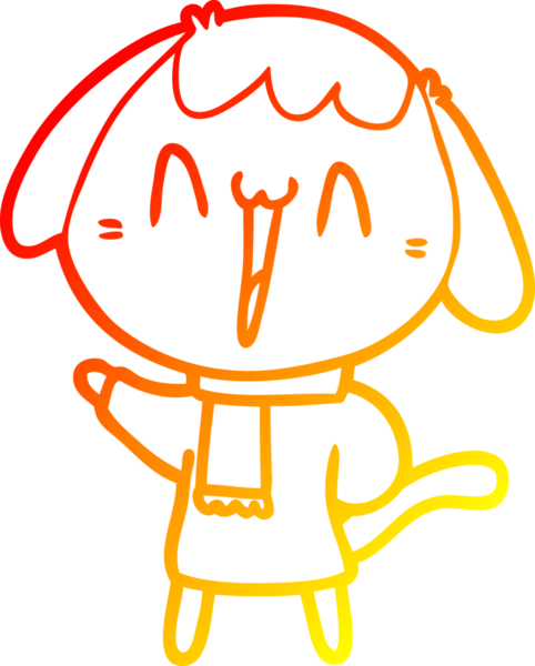 Bir insan tarafından çizilmiş sevimli bir köpeğin sıcak çizgi çizgisi.