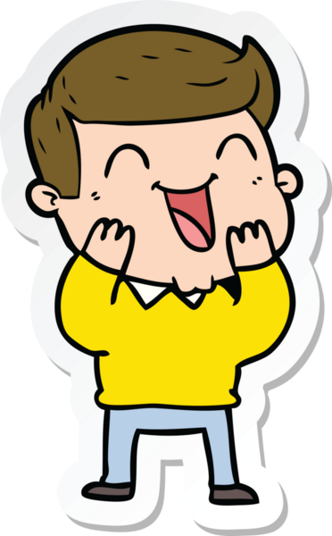 Bir insan tarafından çizilmiş bir karikatür adamın çıkartması.