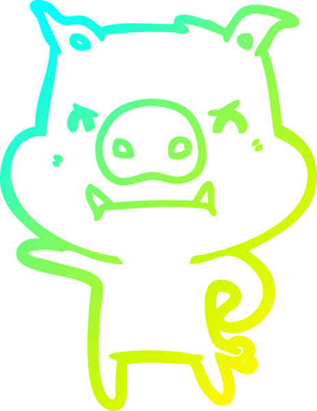 Bir insan tarafından çizilmiş kızgın çizgi film domuzu çizimi.