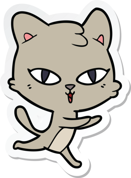 Bir insan tarafından çizilmiş çizgi film kedisinin çıkartması.