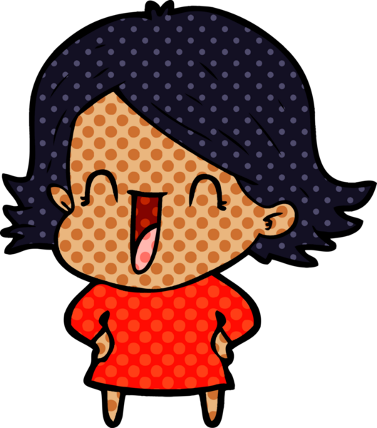 Bir insan tarafından çizilmiş gülen kadın çizgi filmi.