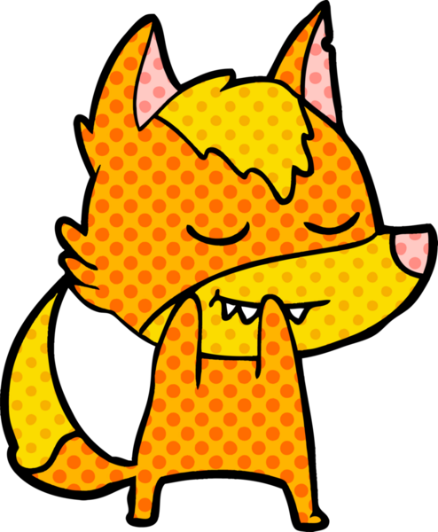 Bir insan tarafından çizilmiş tilki çizgi film karakteri