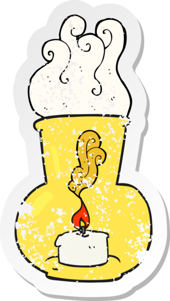 Bir insan tarafından çizilmiş eski bir cam fener karikatürünün gerilemiş yapıştırması.