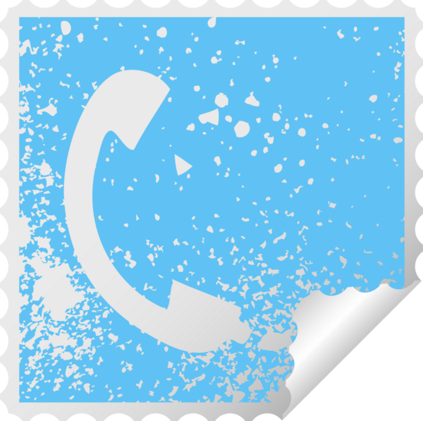 Bir insan tarafından çizilmiş bir telefon alıcısının sıkıntılı kare soyma etiketi.