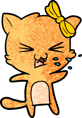 Bir insan tarafından çizilmiş çizgi film kedisi.