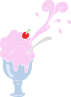 Bir insan tarafından çizilmiş dondurmanın düz renk çizimi