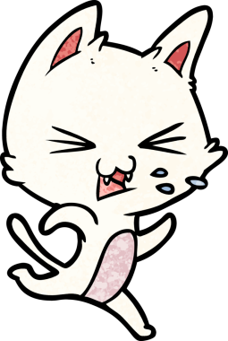 Bir insan tarafından çizilmiş kedi tıslaması.