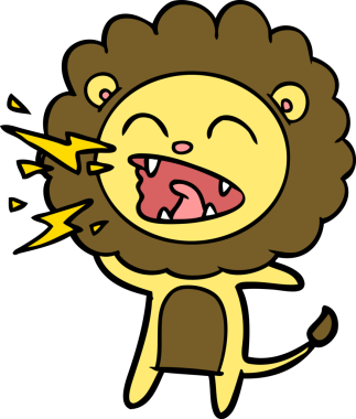 Bir insan tarafından çizilmiş kükreyen aslan çizgi filmi.