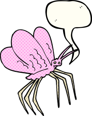 Bir insan tarafından çizilmiş serbest çizilmiş çizgi roman konuşma balonu kelebeği.