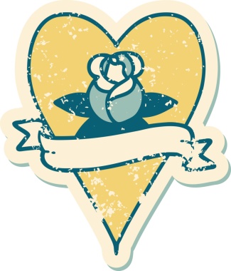 Bir insan tarafından çizilmiş kalp gülü ve bayrağının sembolik dövmeli resmi.