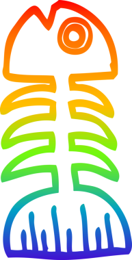 gökkuşağı gradyan çizgi çizimi bir insan tarafından çizilmiş balık kemikleri