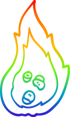 Gökkuşağı gradyan çizgi çizimi bir insan tarafından çizilmiş yanan kömürlerin