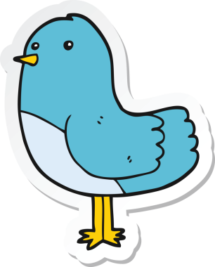 Bir insan tarafından çizilmiş çizgi film kuşunun çıkartması.