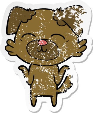 Bir insan tarafından çizilmiş bir karikatür köpeğinin sıkıntılı çıkartması.