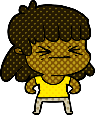 Bir insan tarafından çizilmiş kızgın bir kız.