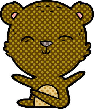 Bir insan tarafından çizilmiş mutlu çizgi film ayısı.