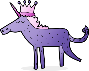 Bir insan tarafından çizilmiş tek boynuzlu at çizgi filmi.