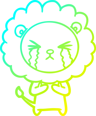 Bir insan tarafından çizilmiş ağlayan aslanın soğuk gradyan çizgisi