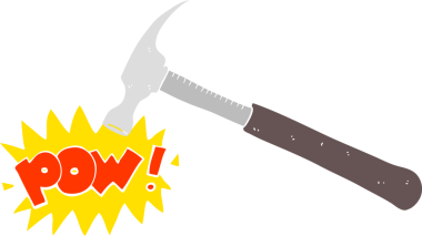 Bir insan tarafından çizilen çekicin düz renk çizimi