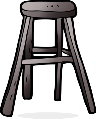 Bir insan tarafından çizilmiş ahşap tabure.