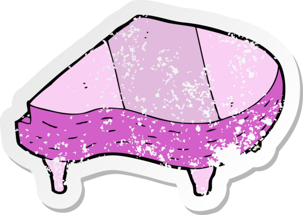 Bir insan tarafından çizilmiş bir karikatür piyanosunun gerilimli çıkartması.