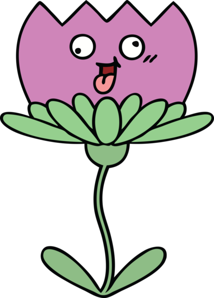 Bir insan tarafından çizilmiş sevimli bir çiçek karikatürü.