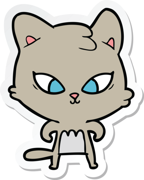 Bir insan tarafından çizilmiş şirin bir çizgi film kedisinin çıkartması.