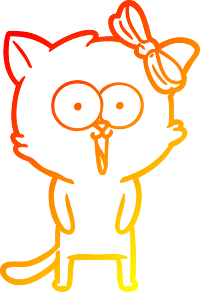 Bir insan tarafından çizilmiş çizgi film kedisinin sıcak çizgi çizimi