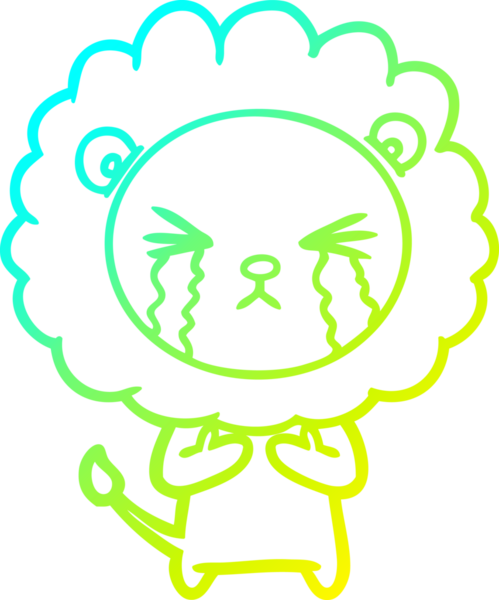 Bir insan tarafından çizilmiş ağlayan aslanın soğuk gradyan çizgisi