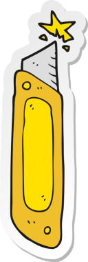 Bir insan tarafından çizilmiş karikatür inşaat bıçağı çıkartması.