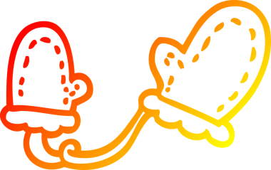 Bir insan tarafından çizilmiş çizgi film eldivenlerinin sıcak gradyan çizimi