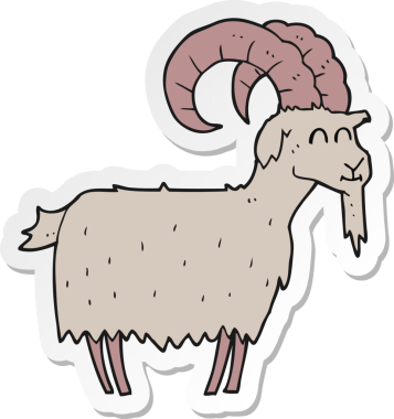 Bir insan tarafından çizilmiş bir keçinin çıkartması.