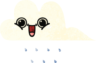 Bir insan tarafından çizilmiş yağmur bulutunun retro çizim tarzı karikatürü