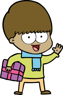 Bir insan tarafından çizilmiş mutlu çizgi film çocuğu.