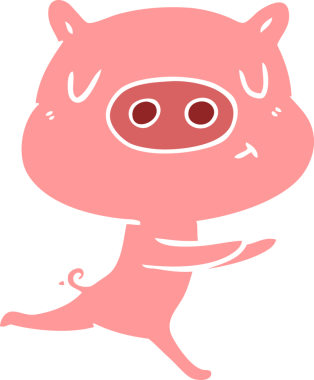 Düz renkli çizgi film içerikli domuz insan tarafından çizilmiş.