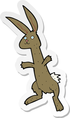 Bir insan tarafından çizilmiş çizgi film tavşanının çıkartması.