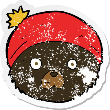 Bir insan tarafından çizilmiş oyuncak ayı suratlı karikatürün gerilimli yapıştırması.