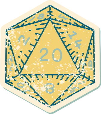 Retro Dövme Biçimi Doğal 20 D20 zar bir insan tarafından çizildi