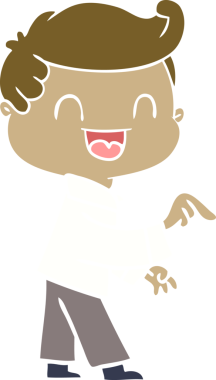 Düz renkli çizgi film. Mutlu adam bir insan tarafından çizilmiş.