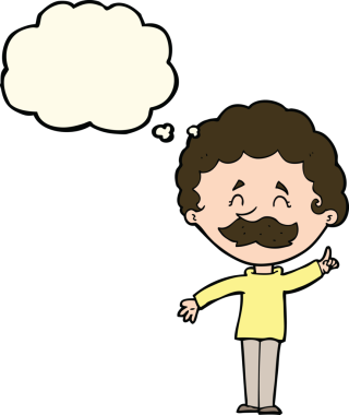 Bir insan tarafından çizilmiş düşünce baloncuğu fikri olan çizgi film adamı.