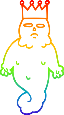 Gökkuşağı gradyan çizgi çizimi Bir insan tarafından çizilmiş ürkütücü hayalet kral