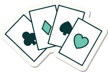 Bir insan tarafından çizilmiş kartların geleneksel stiliyle dövme çıkartması