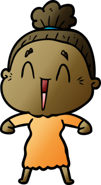 Bir insan tarafından çizilmiş mutlu yaşlı kadın çizgi filmi.