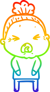 Bir insan tarafından çizilmiş kızgın yaşlı bir kadının çizimi.